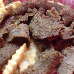 3 Greeks - Small pieces of meat.  Is describe it as garbage.   Very greasy