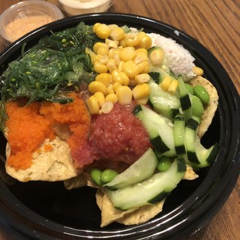 Poke Tiki - Poke Small Bowl with 2 proteins and sauce on the side ! - Seafood Near Me - Costa Mesa, California Poke Tiki - Poke Small Bowl with 2 proteins and sauce on the side ! - Seafood Near Me - Costa Mesa, California