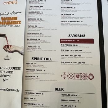 Catalú - Cocktail menu - Spanish Near Me - Charlotte, North Carolina