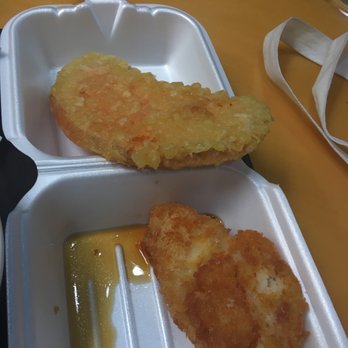 Sanukiseimen Mugimaru - Sweet potato tempura and fried hoki (white fish) - Japanese Near Me - Costa Mesa, California