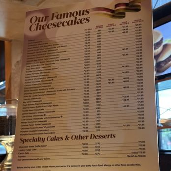 The Cheesecake Factory - Dessert Menu - American Near Me - Riverside, California The Cheesecake Factory - Dessert Menu - American Near Me - Riverside, California