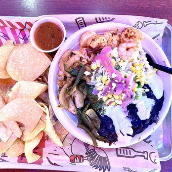 Tijuana Flats - Garlic Shrimp Bowl w chips and medium salsa - Mexican Near Me - Altamonte Springs, Florida Tijuana Flats - Garlic Shrimp Bowl w chips and medium salsa - Mexican Near Me - Altamonte Springs, Florida