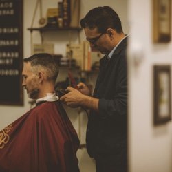 Boathouse Barbershop - Work in progress, reflected in mirror