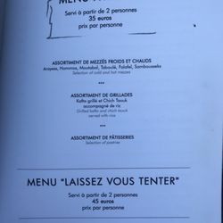 Le Phenicia - Menu
