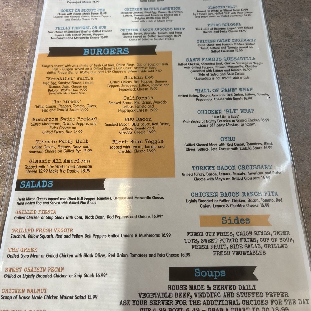 Samantha's Sunny Corner Restaurant - Back side of menu - American Near Me - Canton, Ohio Samantha's Sunny Corner Restaurant - Back side of menu - American Near Me - Canton, Ohio