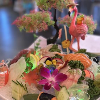 Choo Choo Train - The $70 Sashimi with only lots of not edible decorations. Nice presentation but not all fresh and just few slices - Conveyor Belt Sushi Near Me - Leonia, New Jersey Choo Choo Train - The $70 Sashimi with only lots of not edible decorations. Nice presentation but not all fresh and just few slices - Conveyor Belt Sushi Near Me - Leonia, New Jersey
