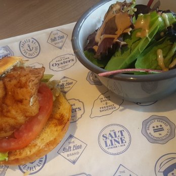 The Salt Line - Fried fish sandwich, so cute it's smaller than the tomato... - Seafood Near Me - Washington, DC, District of Columbia