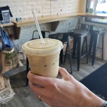 Wasatch Roasting Company - Iced latte with Carmel and vanilla - Coffee Roasteries Near Me - Ogden, Utah