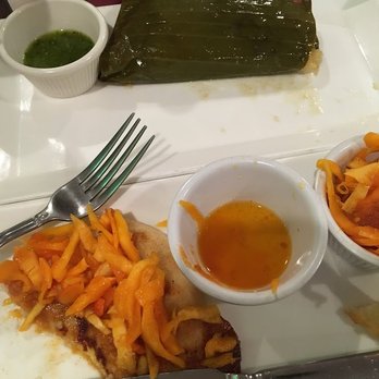 Margaritas Grill - Chees pupusa and a chicken tamale. - Mexican Near Me - Burke, Virginia Margaritas Grill - Chees pupusa and a chicken tamale. - Mexican Near Me - Burke, Virginia