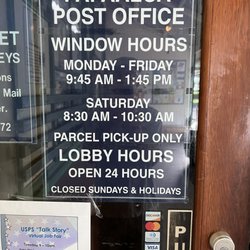 US Post Office - Shows when the Post Office is open.
