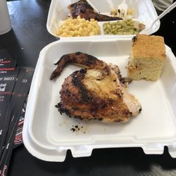 Johnston's Meat Market - That's 1/2 of a chicken and 2 veggies for $13. Plus cornbread. Drink is extra.