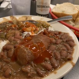 Rookie plate: red beans and rice and seafood gumbo Rookie plate: red beans and rice and seafood gumbo