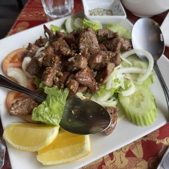 Little La Lune Cuisine - Beef Lok Lak ($20, 9/10) - Thai Near Me - Long Beach, California Little La Lune Cuisine - Beef Lok Lak ($20, 9/10) - Thai Near Me - Long Beach, California