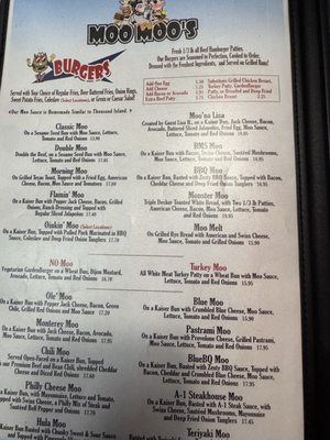 Menu photo 1 Moo Moo's Burger Barn Lodi, CA