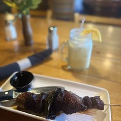 Powder House Restaurant - Game Kabobs and peach drink
