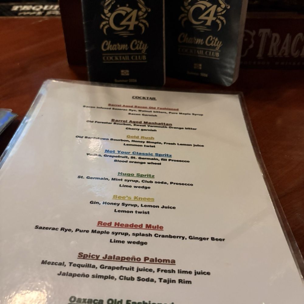 Bar menu