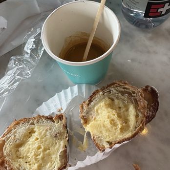 Layered - Vanilla Cruffin (croissant/muffin) and espresso - Bakeries Near Me - Fairfax, Virginia