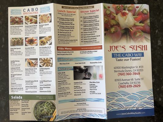 Menu photo 1 Joe's Sushi Bermuda Dunes, CA Menu photo 1 Joe's Sushi Bermuda Dunes, CA