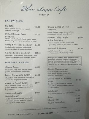 Menu photo 1 Blue Lava Cafe Capitola, CA