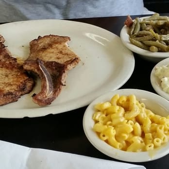 Lucy's Diner - Pork chop dinner with green beans, potato salad, and mac & cheese - Diners Near Me - Rogers, Arkansas Lucy's Diner - Pork chop dinner with green beans, potato salad, and mac & cheese - Diners Near Me - Rogers, Arkansas