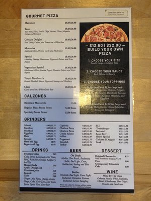 Menu photo 1 Tony's Pizza Willimantic, CT Menu photo 1 Tony's Pizza Willimantic, CT