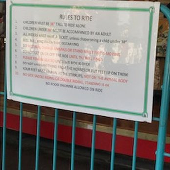 Tilden Regional Park Merry-Go-Round - Rules of the carousel - must be 38" to ride alone. - Carousels Near Me - Berkeley, California