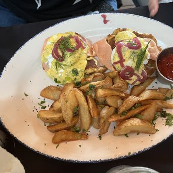 Moonshine Grill - Salmon Johnny cakes . Delish ! - Southern Near Me - Austin, Texas