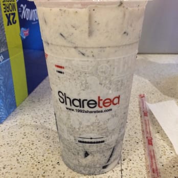 Sharetea - Black sesame milk tea with grass jelly. A pretty weirdly good combination! - Coffee & Tea Near Me - San Francisco, California