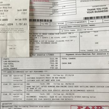 Frontier Toyota - Receipt that Frontier Charged us for the replacement engine. - Car Dealers Near Me - Valencia, California Frontier Toyota - Receipt that Frontier Charged us for the replacement engine. - Car Dealers Near Me - Valencia, California