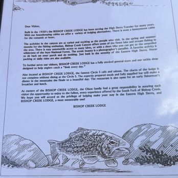 Bishop Creek Lodge - Menu - Hotels Near Me - Bishop, California