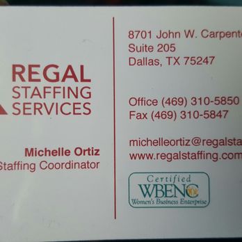 Regal Staffing Services - Business card - Employment Agencies Near Me - Dallas, Texas Regal Staffing Services - Business card - Employment Agencies Near Me - Dallas, Texas