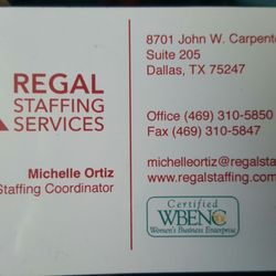Regal Staffing Services - Business card
