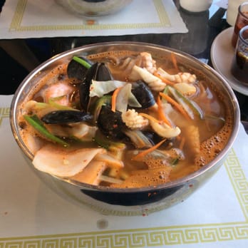Halmae Noodle - Just a little spicy seafood noodle soup -yummm. Really good - Korean Near Me - Palisades Park, New Jersey Halmae Noodle - Just a little spicy seafood noodle soup -yummm. Really good - Korean Near Me - Palisades Park, New Jersey