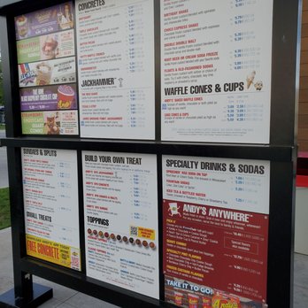 Andy's Frozen Custard - menus and prices - Ice Cream & Frozen Yogurt Near Me - Glen Ellyn, Illinois Andy's Frozen Custard - menus and prices - Ice Cream & Frozen Yogurt Near Me - Glen Ellyn, Illinois
