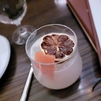 La Marchande - Domaine Perdu ($19)- Green tea shochu, mezcal, white peppercorn, and grapefruit. Shochu is a bit light as expected but tasty. - French Near Me - New York, New York La Marchande - Domaine Perdu ($19)- Green tea shochu, mezcal, white peppercorn, and grapefruit. Shochu is a bit light as expected but tasty. - French Near Me - New York, New York