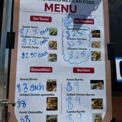 Rancheros Mexican Food - The menu on Tuesday