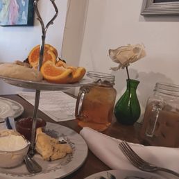 Fresh and delicious scones fruit, and tea!