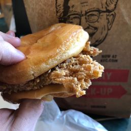 Chicken sandwich on glazed doughnut!