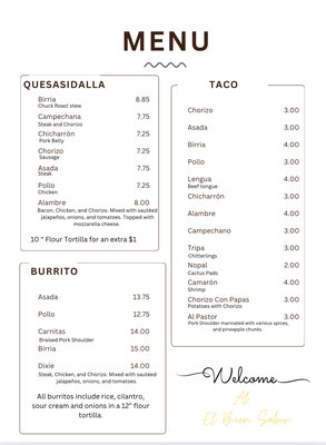 Menu photo 1 El Buen Sabor Meridianville, AL