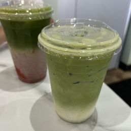 Matcha latte and Iced Strawberry Macha Matcha latte and Iced Strawberry Macha
