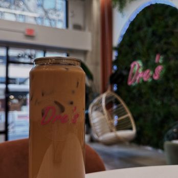 Dre's Cafe - Hazelnut & Vanilla Iced Latte with almond milk - Coffee & Tea Near Me - Los Angeles, California