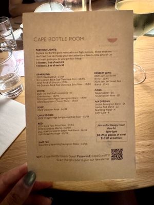 Menu photo 1 Cape Bottle Room Austin, TX