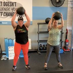 Burn Boot Camp - Ball slams!! One of our favorite ways to get your heart rate up without any impact on your joints.