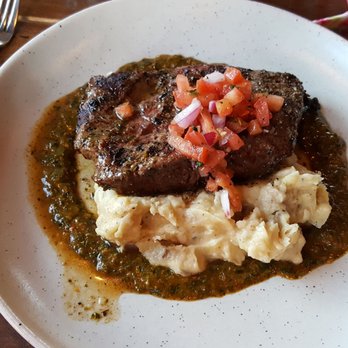 Asado - Flat iron steak with roasted, red onion mashed potatoes. - Argentine Near Me - Tacoma, Washington