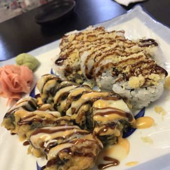 Sushi Town - Las Vegas on the left (SO GOOD) Crunch spicy Tuna roll on the right - Sushi Bars Near Me - Plano, Texas