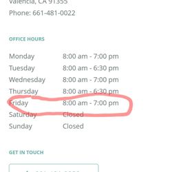 Healthy Mind Psychiatry - Incorrect office hours as displayed on their website