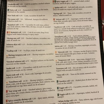 Sonobana - Sushi rolls menu - Japanese Near Me - Nashville, Tennessee