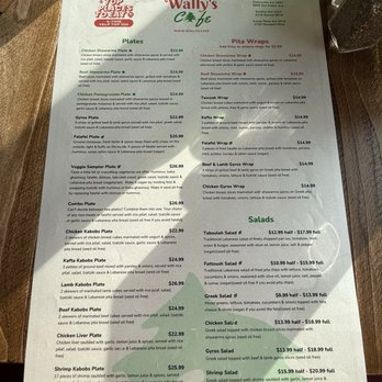 Wally's Cafe - Menu (May 2026). - Mediterranean Near Me - Rocklin, California