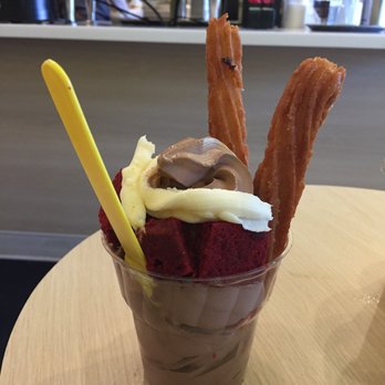 Churn Soft Serve - A churro sundae - the velvet room, so much goodness going on in here! - Coffee & Tea Near Me - Buffalo, New York
