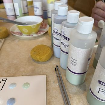 Petroglyph Ceramic Lounge - Our paint set up - Paint-Your-Own Pottery Near Me - Roseville, California
